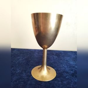 Vintage Korean Brass Metal Chalise/ Cup/ Goblet, 6.5" Tall